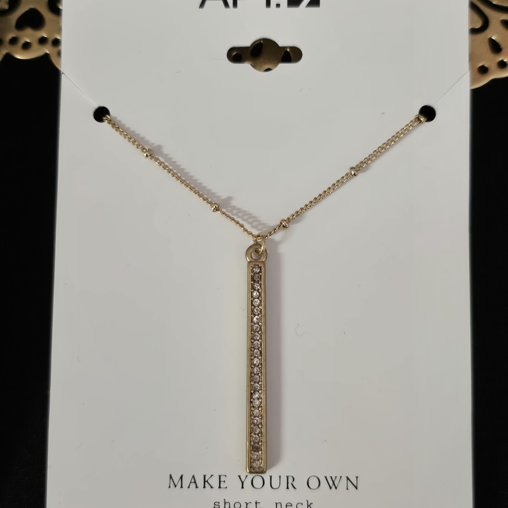 Gold Necklace with Crystal Accents